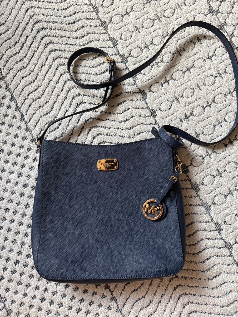 Michael Kors Navy Crossbody with Gold Tone Hardware